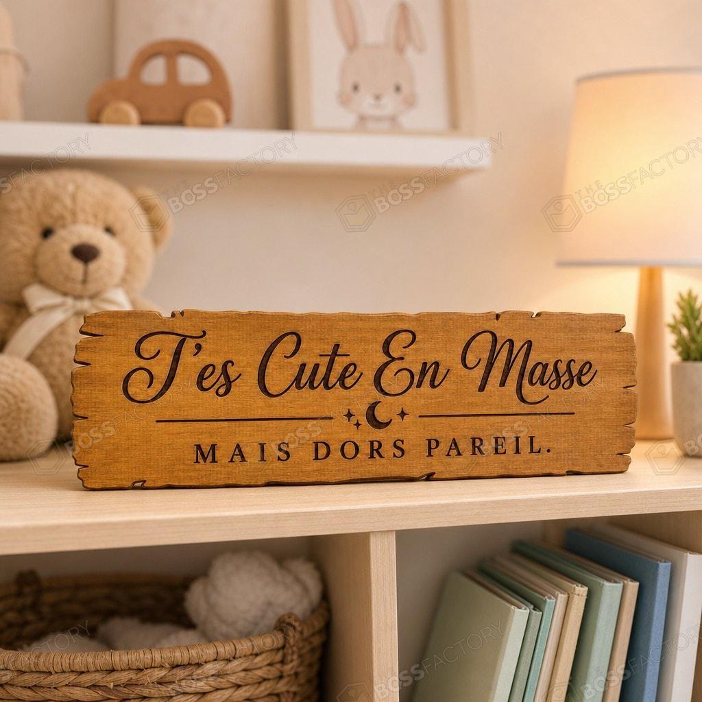 Custom nursery wall decor sign staged in a cozy room