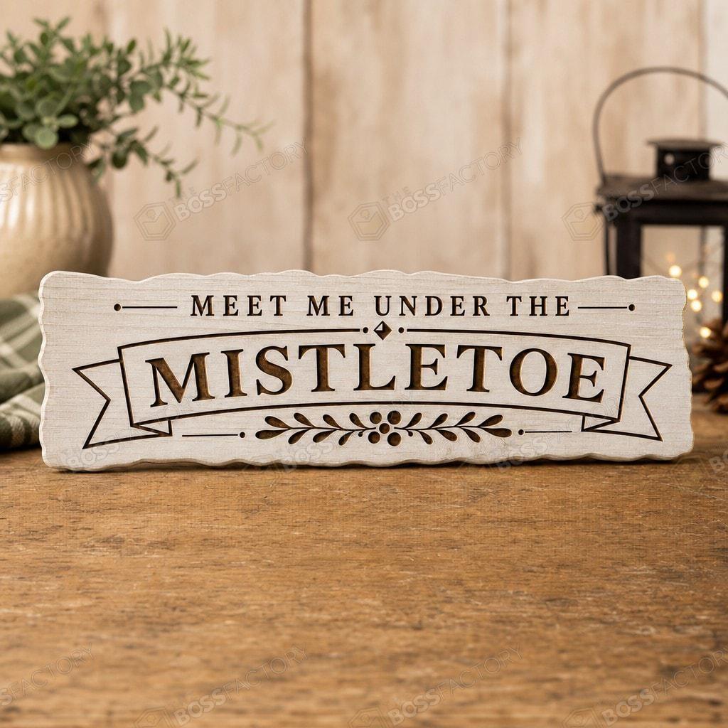 Custom Christmas wall art staged on a mantel